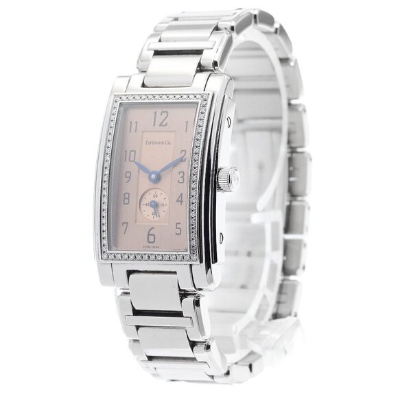 TIFFANY&Co. Grand Rectangleer small seconds diamond bezel Quartz Ladies_894363